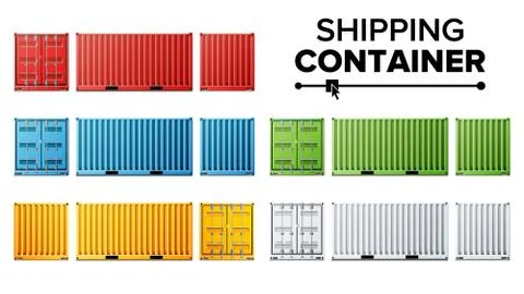 Shipping Cargo Container Set Vector. Freight Shipping Container Concept Stock Illustration