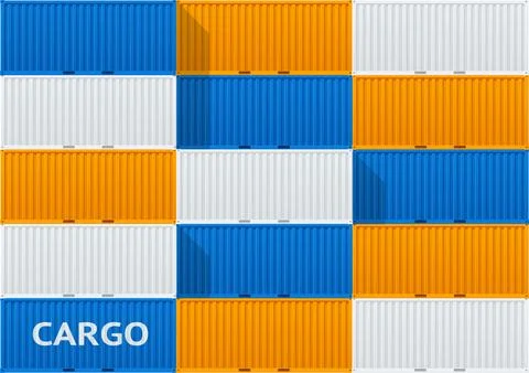 Shipping Cargo Containers Background Card. Vector Stock Illustration