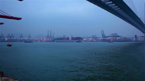 Shipping Cargo Terminal Stock Footage 35496025