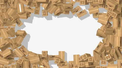 Shipping Carton Falling From All Sides, Two Different Brown and White Stock Footage 231600611