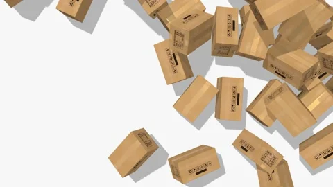 Shipping Carton Falling From Right Side on Floor, 3D Rendering, Luma Matte Stock Footage 223311676