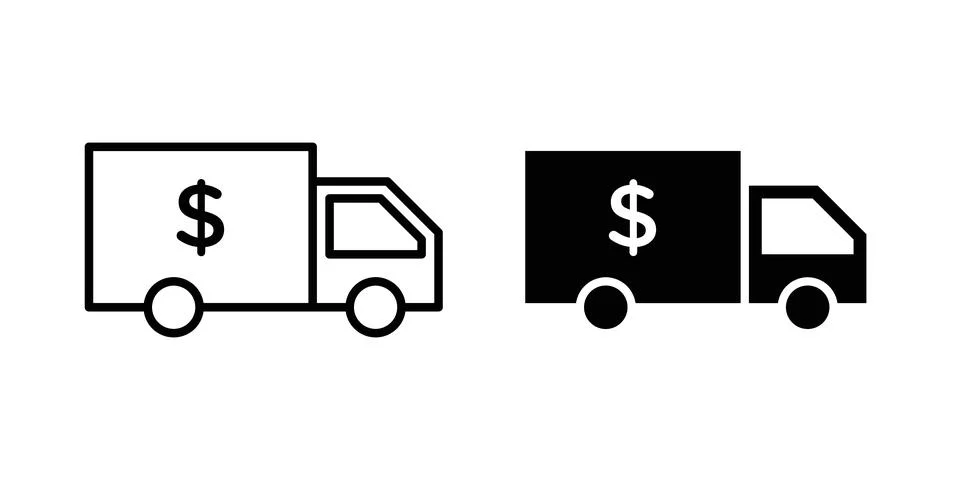 Shipping charges icon solid, line, and editable vector set. Stock Illustration