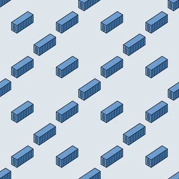 Shipping Container blue seamless pattern - vector transportation background Illustrazione stock
