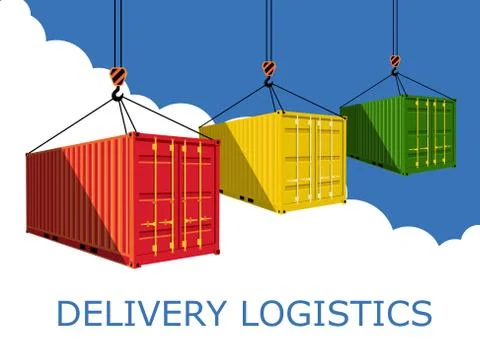 Shipping container on blue sky Stock Illustration