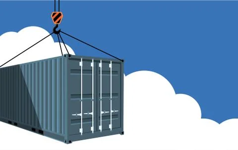 Shipping container on blue sky Stock Illustration