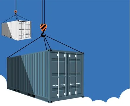 Shipping container on blue sky Stock Illustration