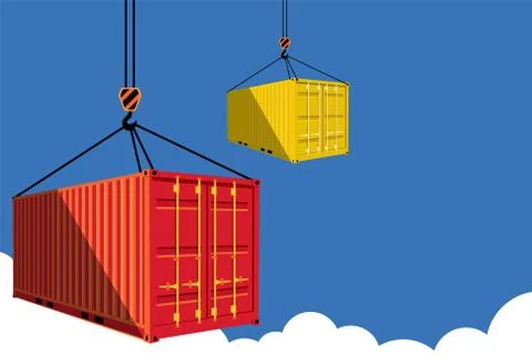 Shipping container on blue sky Stock Illustration