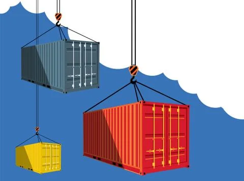 Shipping container on blue sky Stock Illustration