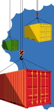Shipping container on blue sky Stock Illustration