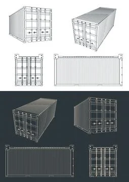 Shipping container blueprints Stock-Illustration