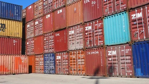 Shipping container cargo yard creative business video 4K Stock Footage 105587758
