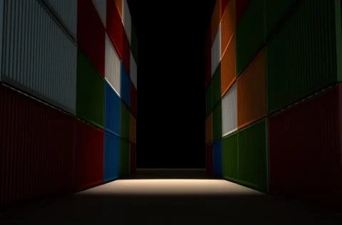 Shipping Container Corriidor Stock Illustration