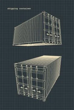 Shipping container drawings Stock Illustration