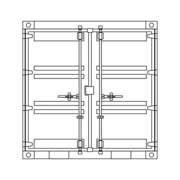 Shipping Container Front Side Outline Icon Illustration on White Background Stockillustratie