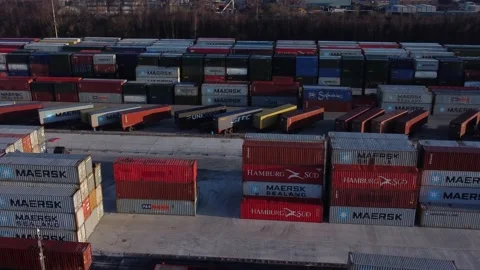 Shipping container heavy cargo export cr... | Stock Video | Pond5