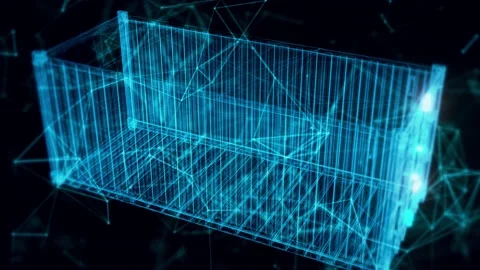Shipping container hologram Close up Stock Footage 154845146