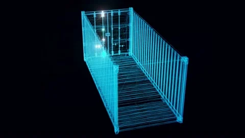 Shipping container hologram Rotating Stock Footage 154842787