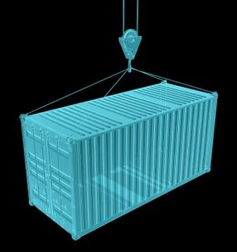 Shipping container with hook. X-ray image Stock Illustration