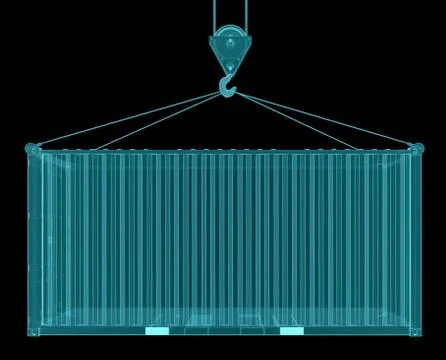Shipping container with hook. X-ray image Stock Illustration