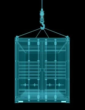 Shipping container with hook. X-ray image 스톡 일러스트