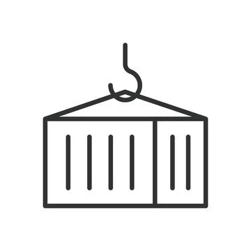 Shipping container icon in line design. container, cargo, freight, shipping Stock Illustration