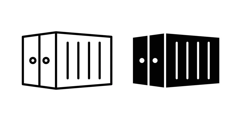 Shipping Container icon silhouette vector set. thin line pack Stock Illustration