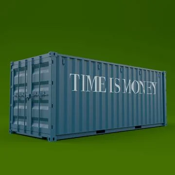 Shipping container isolated on green background Stock Illustration