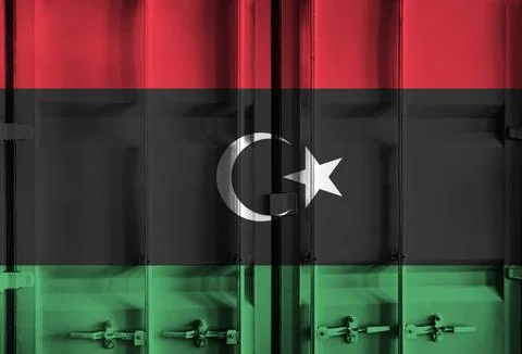 Shipping container with Libya national flag overlay Photos