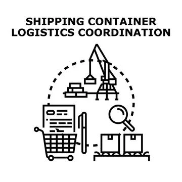 Shipping container logistics coordination vector concept Stock Illustration
