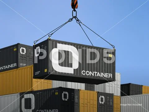 Shipping Container Mockup - Industrial Branding Modello PSD