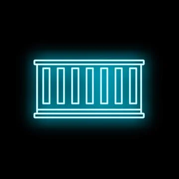 Shipping container neon light outline icon rendering Stock Illustration