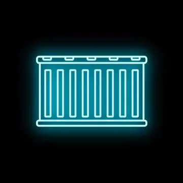 Shipping container neon line icon glowing blue Stock Illustration