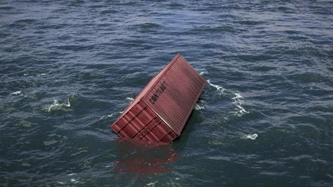 Shipping Container in the Ocean Stock Footage 312965882