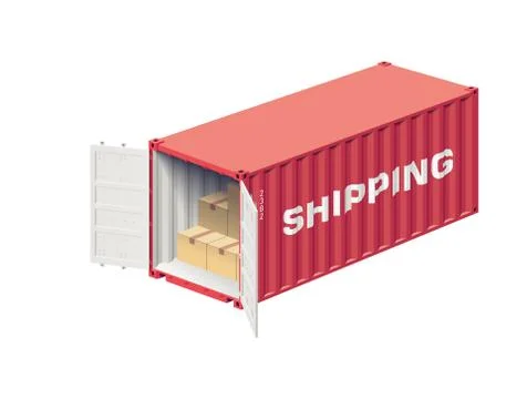 Shipping container open Stock Illustration