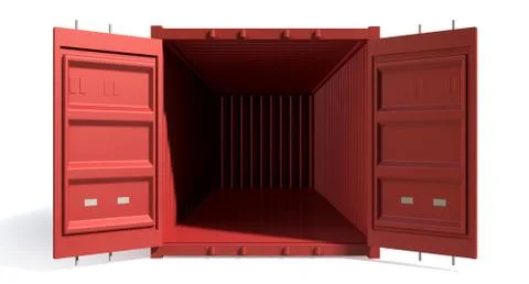 Shipping container red open empty Illustrazione stock