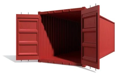 Shipping container red open empty Illustrazione stock