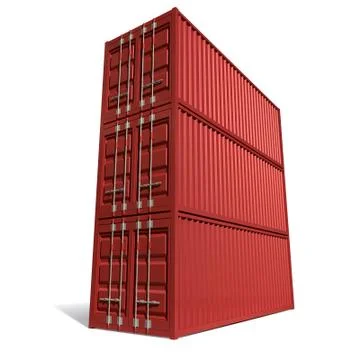 Shipping container red stack Stock Illustration