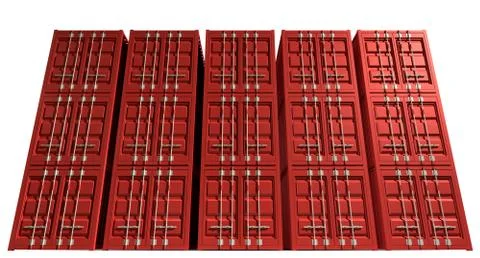 Shipping container red stack Stock Illustration
