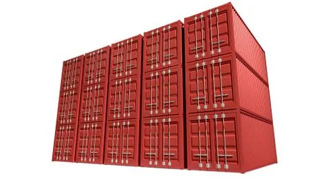 Shipping container red stack Stock Illustration