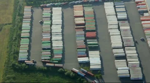 Shipping Container Rows at Distribution Center Stock Footage 11633786