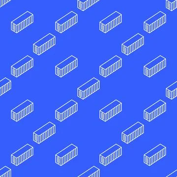 Shipping Container seamless pattern - vector transportation background in l.. Illustrazione stock