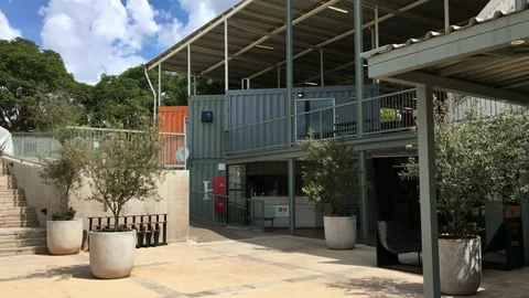 Shipping container shopping mall Stock Footage 105788055