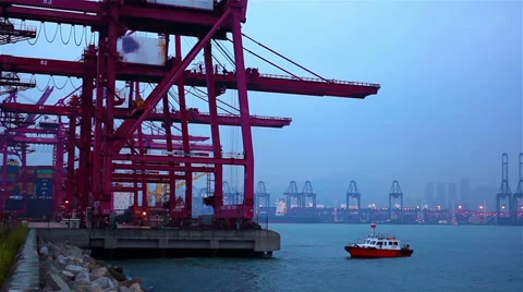 Shipping Container terminal Stock Footage 35495177