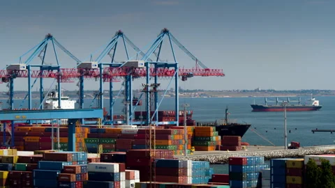 Shipping container terminal Video stock 137453882