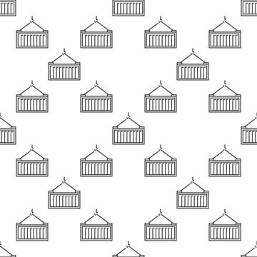 Shipping Container thin line vector concept seamless pattern Stock Illustration