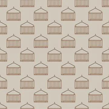 Shipping Container vector outline seamless pattern Stock Illustration