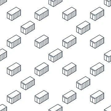 Shipping Container vector outline seamless pattern or background Illustrazione stock