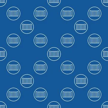 Shipping Container vector round seamless pattern - modern line background Stock Illustration