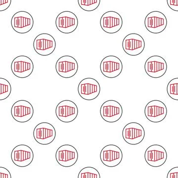 Shipping Container vector round seamless pattern in modern line style Stock Illustration