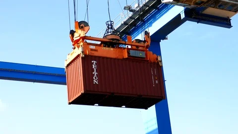 Shipping container yard 4k intro video for business Stock Footage 99932097